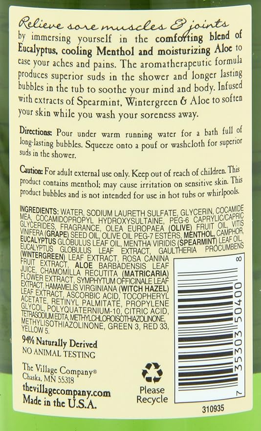 Village Naturals Therapy Foaming Bath Oil, Aches and Pains, 16 Ounce (Pack of 2)