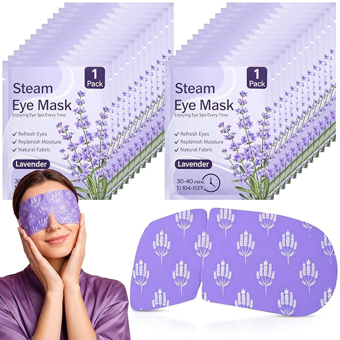 200 Pcs Steam Eye Masks for Dry Eyes Lavender Self Heated Steam Warm Eye Mask Heated Disposable Eyes Masks for Dark Circles, Puffy, Relief Stress, Fatigue Relaxation Gifts