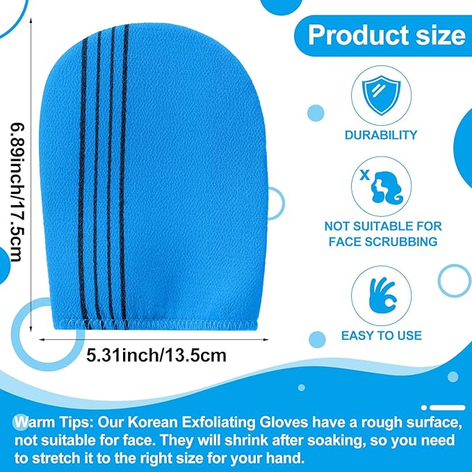 Tatuo 8 Pcs Korean Exfoliating Mitt Korean Scrub Mitt Asian Exfoliating Gloves 5.12 x 6.69 Inches Colorful Body Scrub Washcloth For Smooth Cleaning Skin, Reducing Dirt And Grease