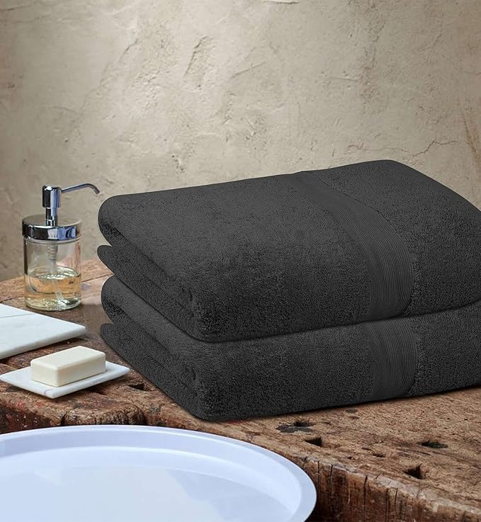 Softolle 100% Cotton Luxury Bath Sheets - Pack of 2 (35" x 70") | Super Soft, Quick-Dry & Highly Absorbent Towels for Bathroom, Home, Spa & Gym (Grey)