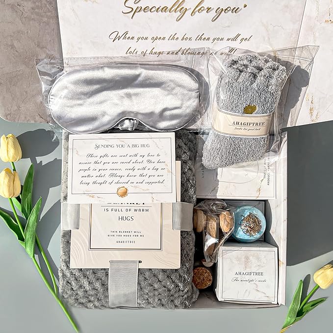 AHAGIFTREE Gift Basket Gifts for Women,11PC Birthday,Sympathy,Surgery Recovery Gifts Women,Get Well Soon After Surgery,Condolences Basket for Loss,Sympathy