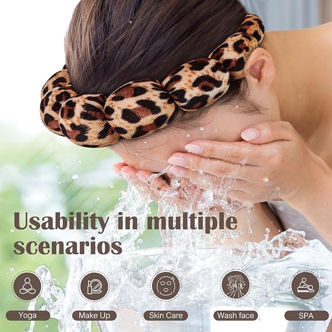 Ztomine Spa Headbands for Washing Face or Facial, Set of 2 Skincare, Terry Cloth Headband Wash Headband Combo Pack - Puffy Makeup Headbands for Face Washing, Mask, Skin Treatment