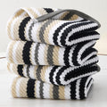 VOOVA & MOVAS Black & Gray Striped 100% Cotton Hand Towels (Set of 4, 16x27 Inches) - Quick Dry Highly Absorbent Soft Lightweight Luxury Towels for Bathroom, Shower, Guest Room Set