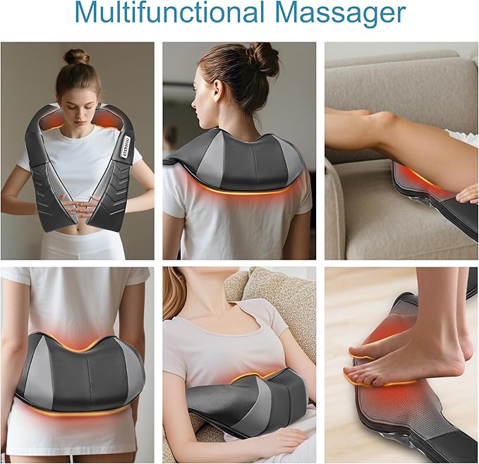 UFFAE Shiatsu Neck and Back Massager with Heat, Electric Deep Tissue Kneading Neck and Shoulder Massage, Best Gifts for Women Men Mom Dad Mothers Fathers Day Birthday Gift, Black (NOT Cordless)