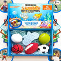 Bath Bombs For Boys W/Educational Flash Cards - Bathbombs with Toys Inside - 2.5 oz Gift Set of 6 Scented Organic Handmade with Natural Essential Oils - Sports Surprise Inside - Bath Toys - by Zenseme