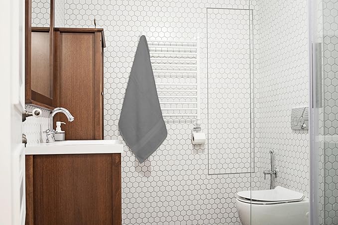 Medium Bath Towels Pack of 6 – 24x48 Inches – Soft, Quick Dry & Highly Absorbent – 100% Cotton Towels for Bathroom, Spa, Gym & Hotel – Light Grey