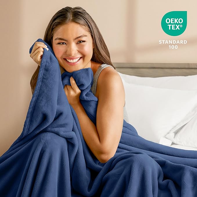 Bare Home Fleece Blanket - King Size - Ultra-Soft Lightweight for Bed, Sofa, and Couch - Luxury Microplush - Cozy Warm Blanket (King, Dark Blue)