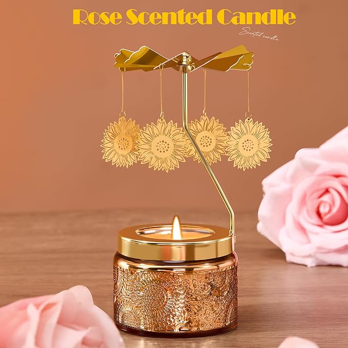 Mothers Day Gifts for Mom, Sunflower Candle Gift for Women, Funny Birthday Gift for Mum Mama, Rotating Scented Candles Presents for Friends, Sisters, Grandma, Mothers Day Gifts for Mom from Daughter