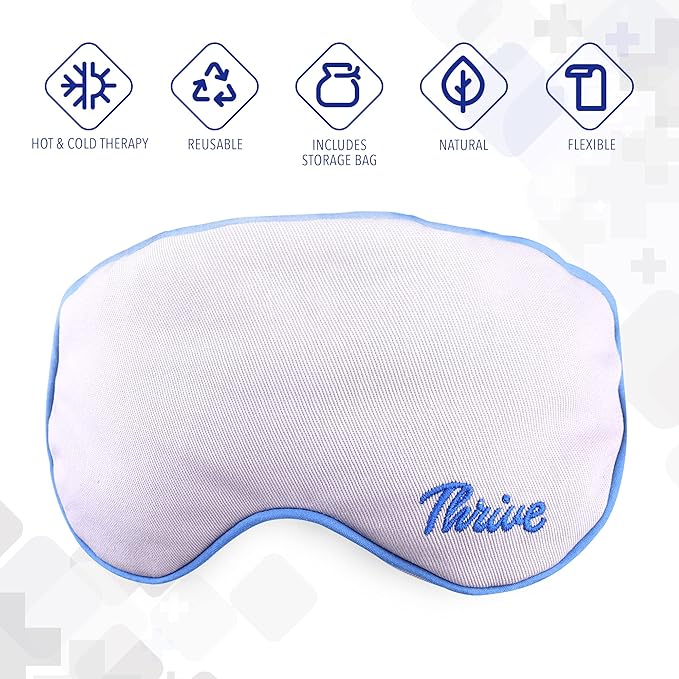 Thrive Clay Bead Eye Mask - Heated Eye Mask for Dryness Relief - Cold Compress for Puffiness - Stye Compress - Gray - with Washable Cotton Cover - Pack of 1