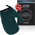 Japanese Exfoliating Mitt for Shower [Green] - Charcoal & Silver Ion Exfoliating Glove - Gentle Exfoliation & Deep Cleansing Shower Mitt - Exfoliating Body Scrubber Glove, Soft Fabric Inside
