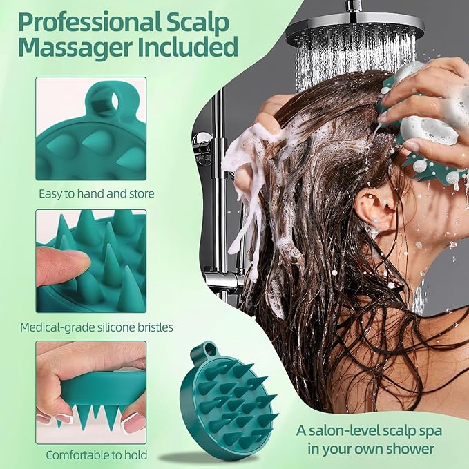 Rosemary Scalp Scrub & Exfoliator for Fuller Hair - Sea Salt & BHA Scalp Treatment with Silicone Massager Brush - Deep Cleanser for Oily Roots, 10.58oz
