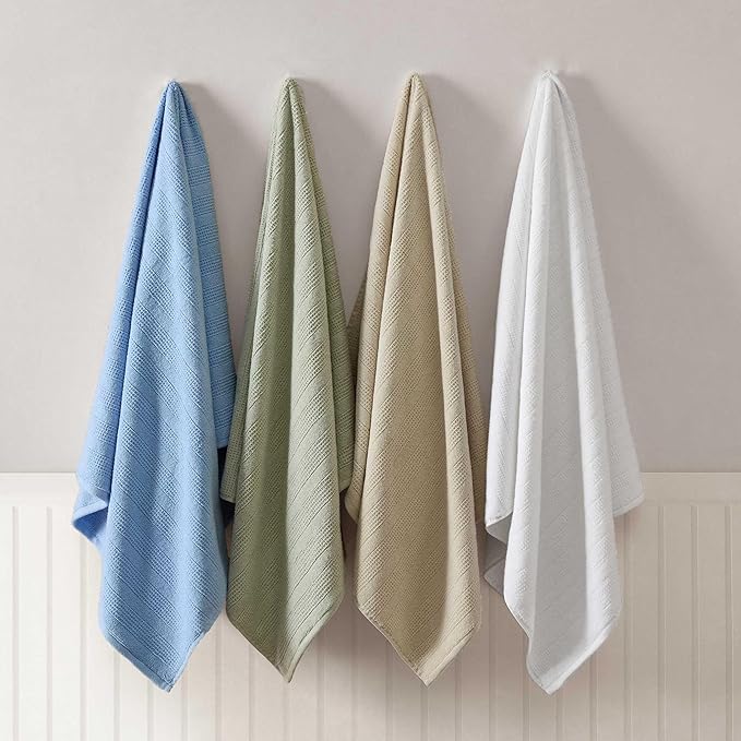 Martha Stewart - Bath Towels, Soft & Absorbent 100% Cotton Towels, Solid 500 GSM, 6-Piece Bathroom Towel Set with Textured Weave (Bedford Cottage Blue)
