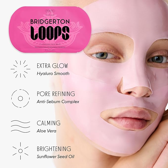 LOOPS Beauty Bridgerton™ NETFLIX In The Garden Set -The Best Korean Hydrogel Face Masks for Every Skin Moment Face Mask - 2 Hydrating Masks - Clean Slate and Double Take - All Skin Types, 2pc