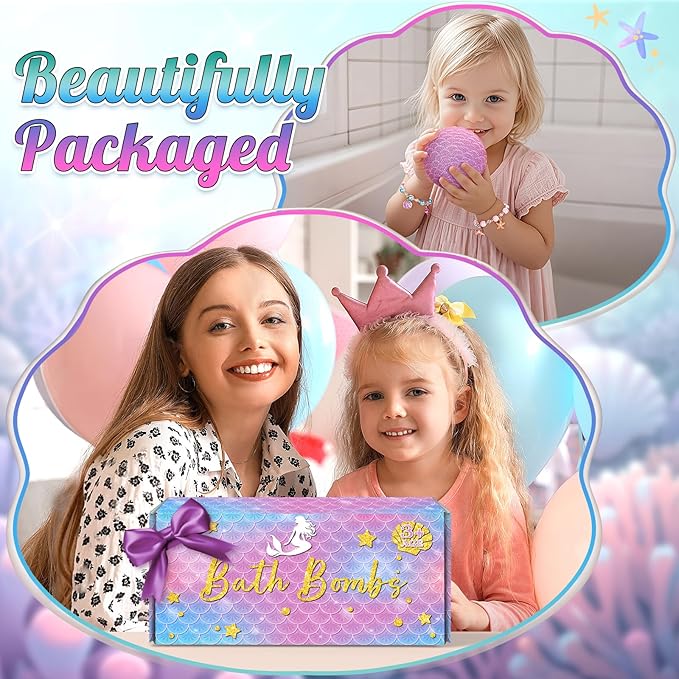 item_name - 8 Packs Mermaid Bath Bombs for Kids Girls, Bubble Bath Bomb Kit with Surprise Toys Inside, Bath Toys for Kids Aged 3+, Ideal Gifts Stocking Stuffers for Girls 3 4 5 6