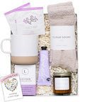 Unboxme Lavender Spa Gift Basket for Women — Mother’s Day Gifts for Mom, Self Care Package with Aromatherapy Candle, Bath Bomb, Tea & Mug | Birthday, Thank You, Get Well