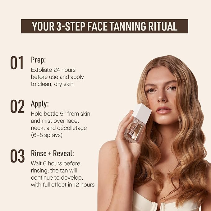 Nuda CloudMist Face Tan Water | Buildable Facial Tanning Mist for Light to Medium Complexions | Infused with Vitamins and White Tea & Rosehip Extracts | Lightweight, Bronzer-Free Formula, (2.5 Fl Oz)