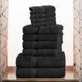 Superior Egyptian Cotton Pile 10 Piece Towel Set, Includes 2 Bath, 4 Hand, 4 Face Towels/ Washcloths, Ultra Soft Luxury Towels, Thick Plush Essentials, Guest Bath, Spa, Hotel Bathroom, Black
