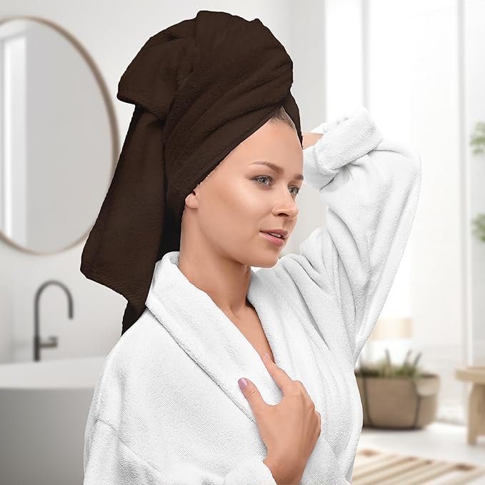 Avalon Towels Luxury 8 Piece Chocolate Towels Set, 2 Bath Towels, 2 Hand Towels and 4 Washcloths, 600 GSM 100% Ring Spun Cotton Highly Absorbent Chocolate Bathroom Towels, Ideal for Hotel, Spa and Gym
