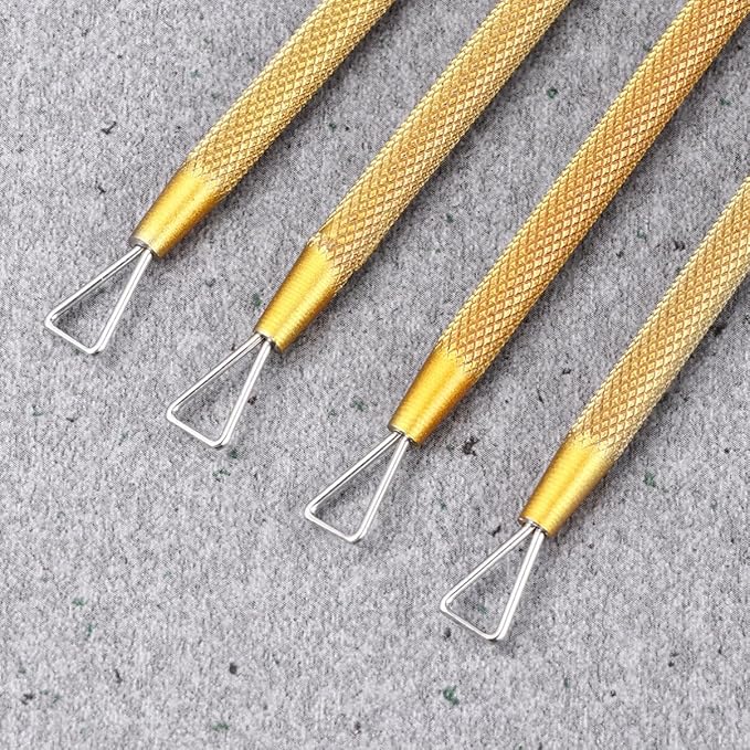 Beavorty Stainless Steel Nail Spatula and Triangle Cuticle Pusher Set 5.12 Inch Manicure Tool for Gel Nail Polish Peeling and Cuticle Trimming