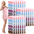 SmoothNovelty 18 Pack Microfiber Bath Towels Bulk 27'' x 60'' Oversized Size Bath Towel Highly Absorbent Extra Large Soft Drying for Beach Shower Summer Salon Sport Gym Party (Stripes,Multicolor)
