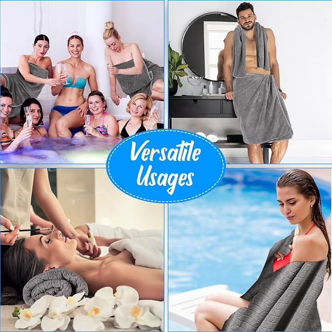 SmoothNovelty 16 Pack Microfiber Bath Towels Bulk 27'' x 60'' Oversized Size Bath Towel Highly Absorbent Extra Large Soft Drying for Beach Shower Summer Salon Sport Gym Party (Wheat,Gray)