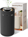 Waterless Essential Oil Diffuser,Portable Car Aromatherapy Diffuser,Rechargeable Cordless Scent Device with Fabric Design,Adjustable Mist & Ambient Light for Home, Office, Travel (Black)
