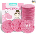 60-Count Compressed Facial Sponges|100% Natural Kickleen Cellulose Cosmetic Spa Sponges for Daily Facial Cleansing|Makeup and Mask Removal | Exfoliating | Skin Massage | Pore Exfoliation(Pink)