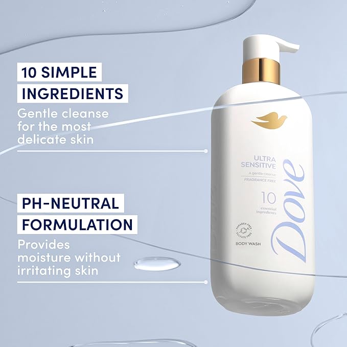 Dove Serum Body Wash Ultra Gentle hydrating cleanse with only 10 essential ingredients 18.5 Fl Oz (Pack of 4)