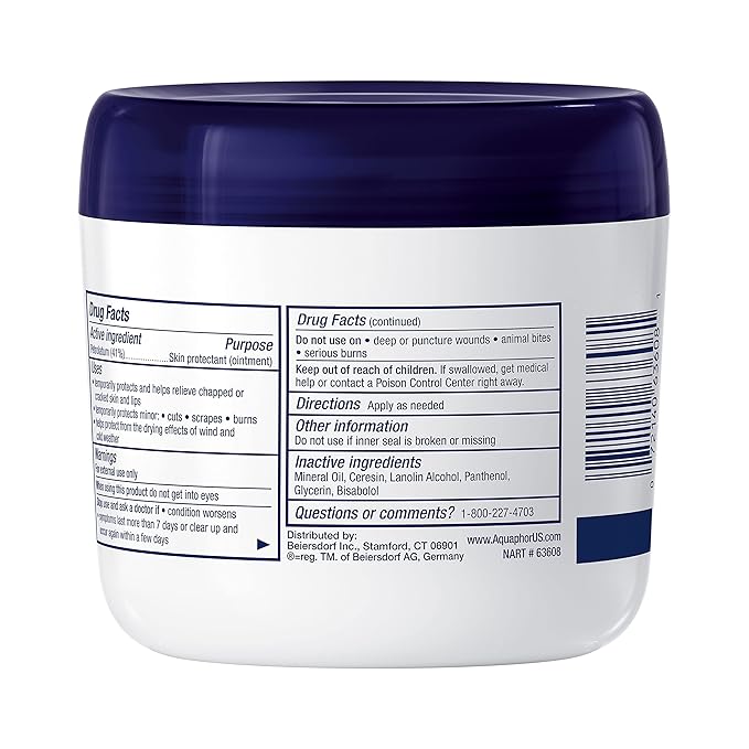 Aquaphor Healing Ointment, Advanced Therapy Skin Protectant, Multi-Purpose Healing Ointment and Body Moisturizer, For Dry, Cracked Skin, Minor Cuts and Burns, 14 Oz Jar