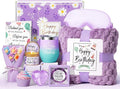 Birthday Gifts for Women Friendship, Unique Happy Birthday Gifts Basket for Mom Her Best Friend Sister Wife Girlfriend Coworker Teacher, Luxury Self Care Box Lavender Relaxing Spa Gifts Set w/Blanket