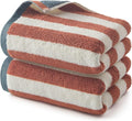REDKISS 2-Pack Luxury Hand Towels for Bathroom - 12 x 28 Inches 100% Cotton Striped Hand Towels, Ultra Soft and Highly Absorbent Towel for Bath, Gym, Hotel, Kitchen and Spa, Brown