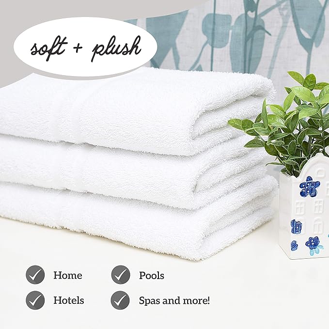 GREEN LIFESTYLE 12x12 Cotton Washcloths - 200 Pack Sets -100% Cotton Wash Cloths, Soft Absorbent Face Towels, Bulk Washcloths for Body, Bathroom, Shower and Daily Use (White)