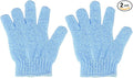 2 Pcs Shower Gloves, Exfoliating Gloves, Exfoliating Mitt, Exfoliating Body Scrub, Loofah Bath Gloves for Men, Women (Blue, 2)