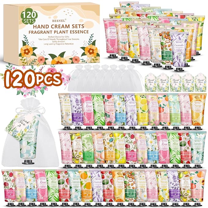 120 Pack Hand Cream Gift Set For Women, Mothers Day Gifts,Teacher Appreciation Gifts,Nurses Week Gift, Mini Hand Lotion Travel Size in Bulk for Dry Cracked Hands, Bridesmaid Gift,Party Favors