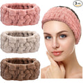 Chuangdi 3 Pieces Spa Headband for Women Facial Makeup Headband Soft Terry Cloth Hairband for Washing Face Mask Spa Shower Gifts(Pink, Gray, Dark Brown)