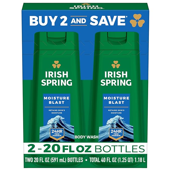 Irish Spring Moisture Blast Body Wash for Men,20 Fl Oz,(Pack of 12)