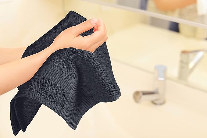 Belizzi Home Ultra Soft 6-Piece Hand Towel Set 16x28-100% Ringspun Cotton - Durable & Highly Absorbent Hand Towels - Ideal for use in Bathroom, Kitchen, Gym, Spa & General Cleaning - Charcoal Grey