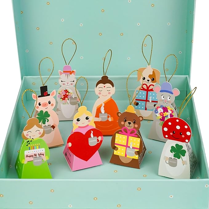 Creano Organic Herbal Tea Gift Set ‘Tea Lovers’ – 9 pyramid tea bags in 9 cute shapes to give as gifts – 22.5g*