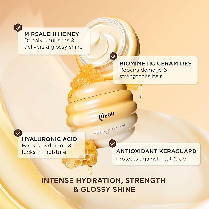 Gisou Honey Gloss Ceramide Therapy Hair Mask Mini – Deep Repair & Hydration with Mirsalehi Honey, Ceramides & Hyaluronic Acid, 2.5 fl oz | Deep Repair, Hydration, Mirsalehi Honey, Ceramides, Hyaluronic Acid, 2.5 fl oz