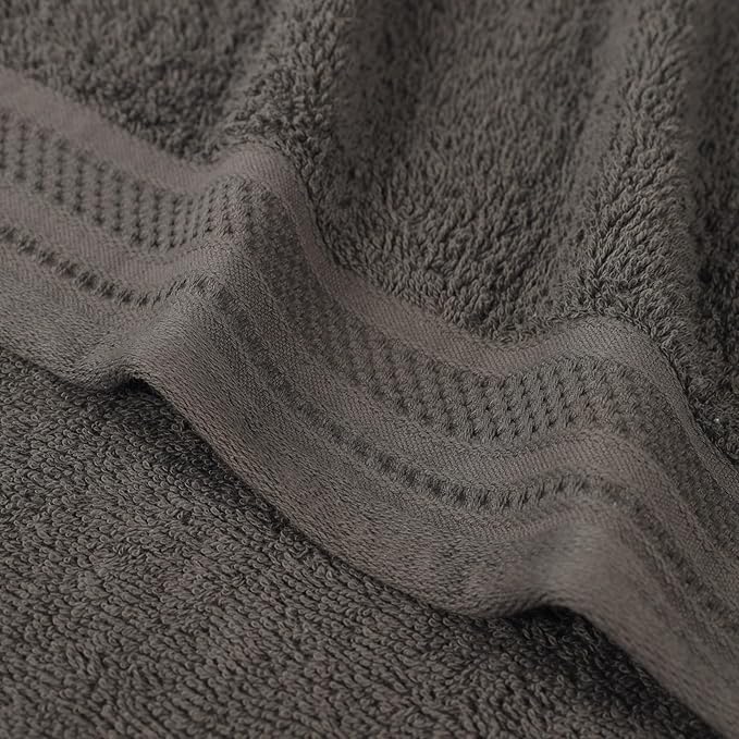 Superior Honeycomb Cotton Medium Weight Towels, for Guest Bath, Master Bathroom, Shower, Quick Dry, Adults, Home Essentials, Textured Waffle Border, Towel Set, Bath Towels, Set of 4, Gunmetal