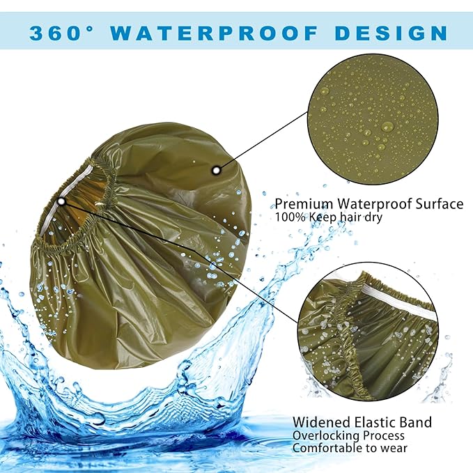 Jumbo Size Shower Cap 2 PCS Waterproof Shower Caps for Women, Extra Large Shower Cap, Reusable Super Large Bath Caps Hair Cap for Long Thick Curly Hair, Locs, Twist Braids - Blue+Green