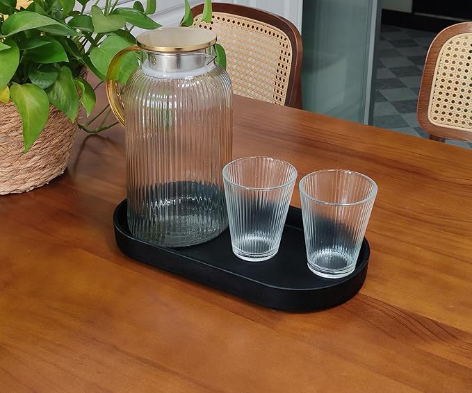 Black Small Tray (11.8 inch), 3 Pack Oval Tray for Kitchen Counter, Bathtub Bathroom Vanity Items, Countertop Organizer, Coffee Accessory, Bar, Serving Seasoning, Salt and Pepper, Soap.
