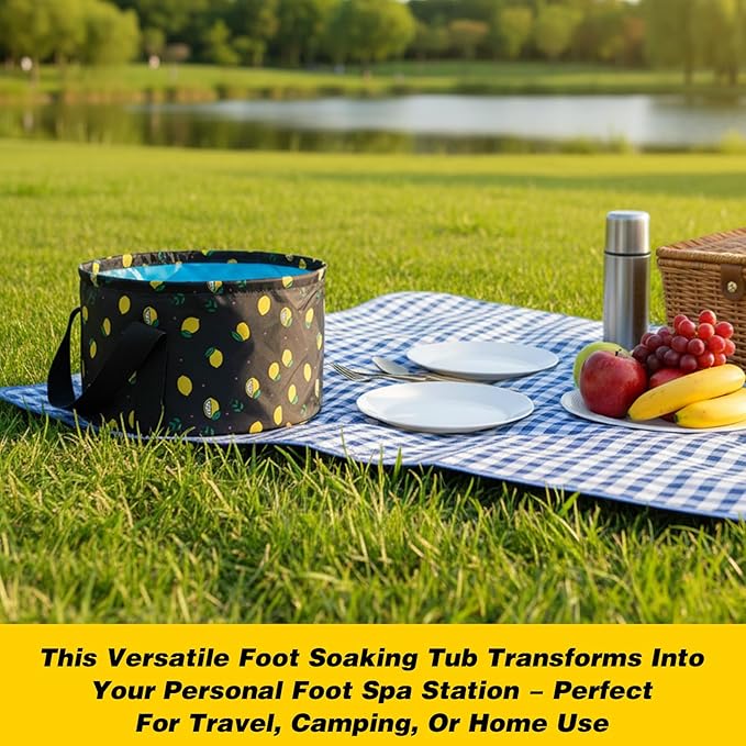 Molain Foldable Bucket for Soaking Feet, Portable Foot Bath Tub Spa Basin Black Footbath Bucket for Travel Home Pedicure Outdoor Camping