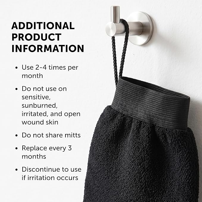 Valitic Exfoliating Glove Body Scrubber - Exfoliating Mitt Dead Skin Remover, Shower Face and Body Exfoliator - Korean Style Skin Scrubber Washcloth - Spray and Self Tan Remover, Pair Black