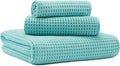 MICROFI Microfiber Waffle Bath Towels, 3 Pieces, Oversized, Soft, Absorbent, Fast Drying, Lint Free, Includes Bath, Face and Hand Towels 430 GSM