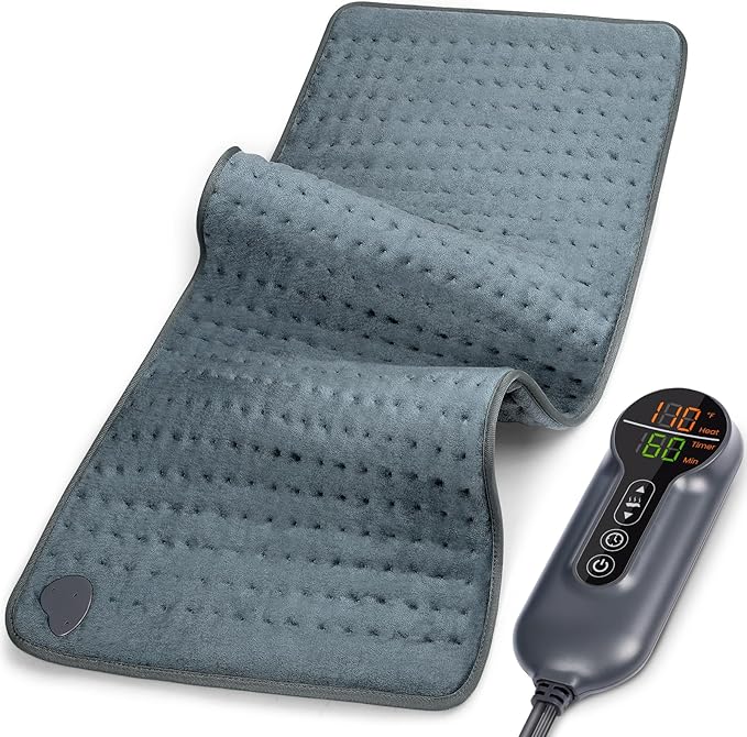 Heating Pad - Electric Heating Pad for Back Pain and Cramps Relief, Moist Heat Pad for Shoulder, Knee, Neck, 6 Heat Settings & Auto Shut Off and Machine Washable, 24" x 12"