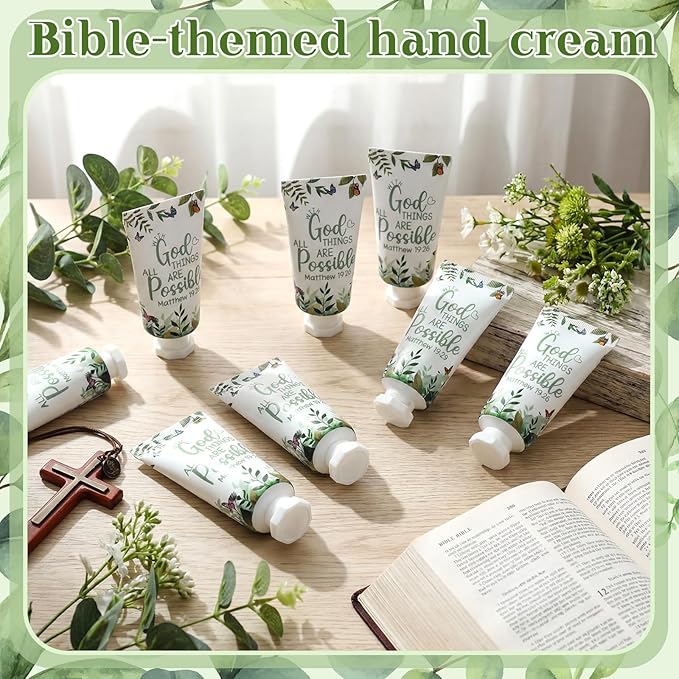 50 Pack Christian Hand Lotion Bulk Gifts for Women Mother's Day Gifts Bible Mini Travel Hand Lotion for Women Church Appreciation(Eucalyptus)