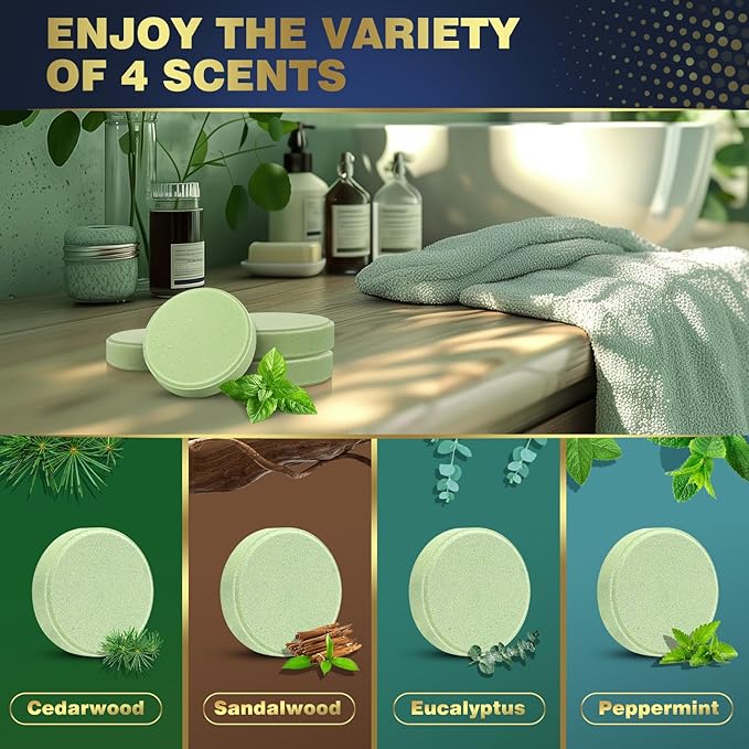 Qivatex Shower Steamers Aromatherapy, Gifts for Men Teen Boys Him, Dad Gifts for Fathers Day, SPA Self Care Relaxation Stress Relief Natural Essential Oils Bath Bombs