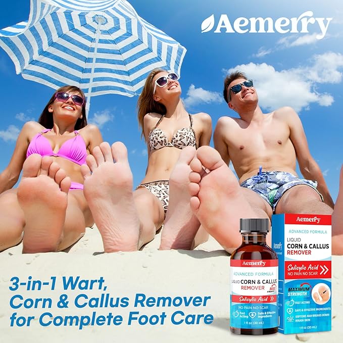 Aemerry Corn Removers for Toes Foot: Liquid Salicylic Acid 17% Corns Calluses Removal Extra Strength, Fast Acting Corn Remover for Feet Fingers. 30ml