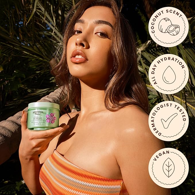 Hawaiian Tropic After Sun Body Butter with Coconut Oil, 8 oz, After Sun Lotion, Moisturizing Body Lotion, After Sun Moisturizer, Coconut Body Butter, After Sun Care, After Sun Skin Care, 8 oz